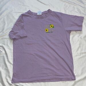 Purple Short Sleeve Tee with Sunflower Design